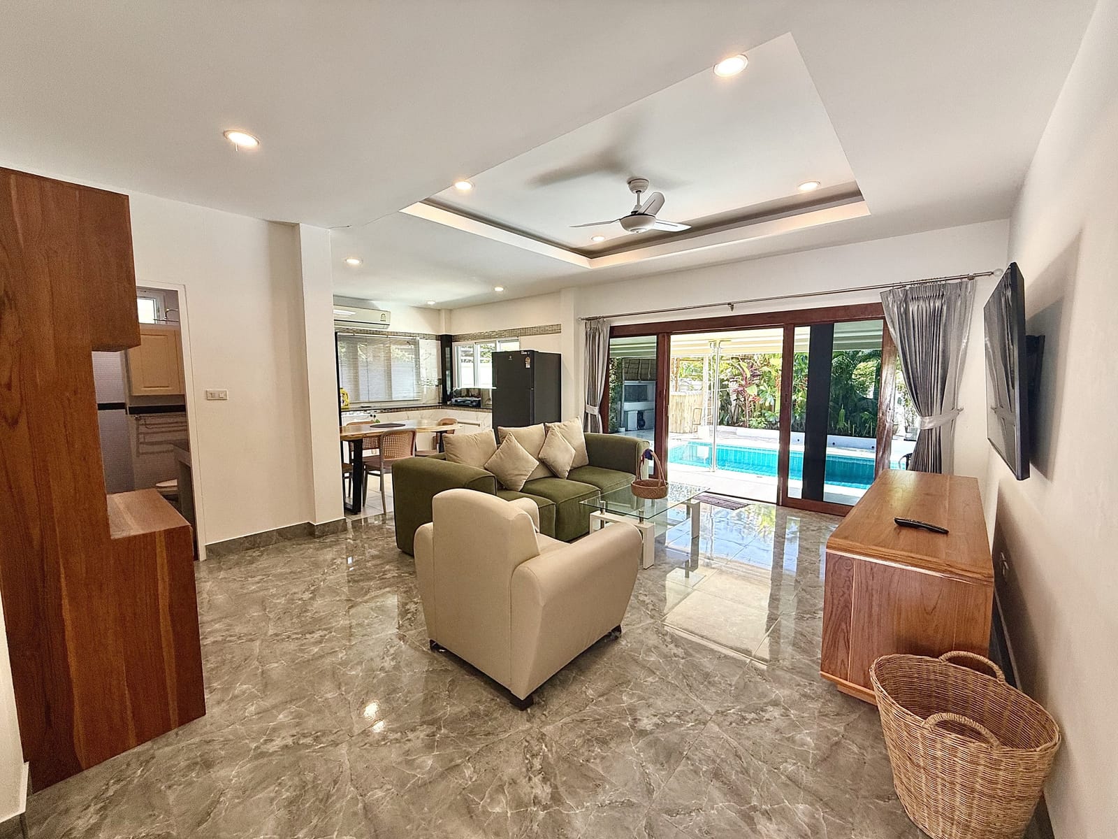 Open-plan living space at Villa Bua